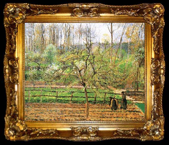 framed  Camille Pissarro Women in the spring of the fence, ta009-2